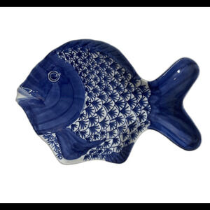 BELLA CASA Ceramic Blue & White Fish Dish